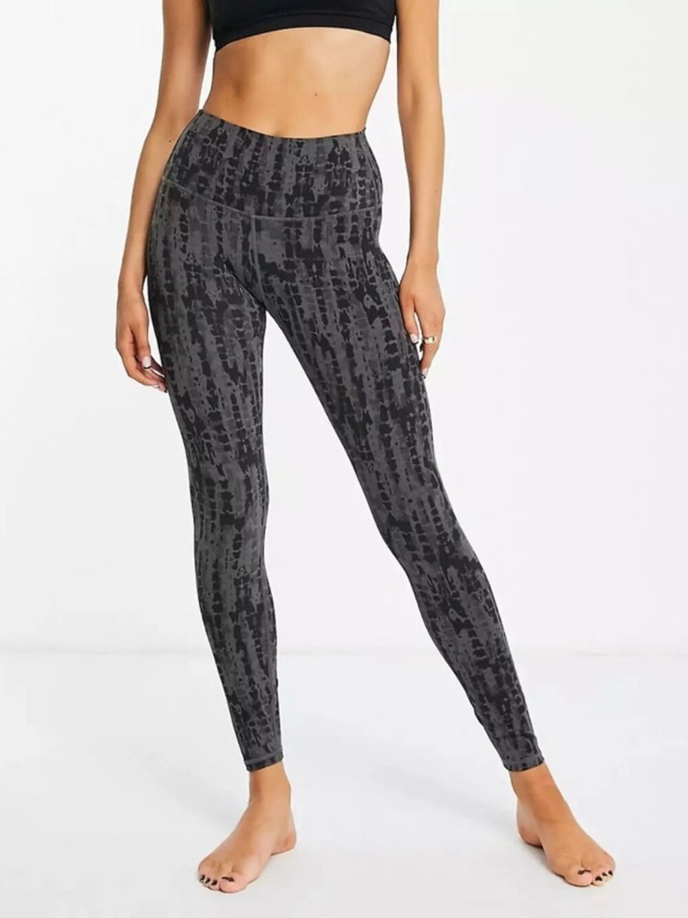 Varley Luna High-Rise 7/8 Length Black and Gray Print Leggings Size Large